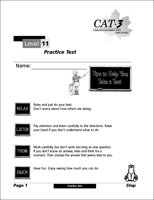 CAT3 practise test Lv11