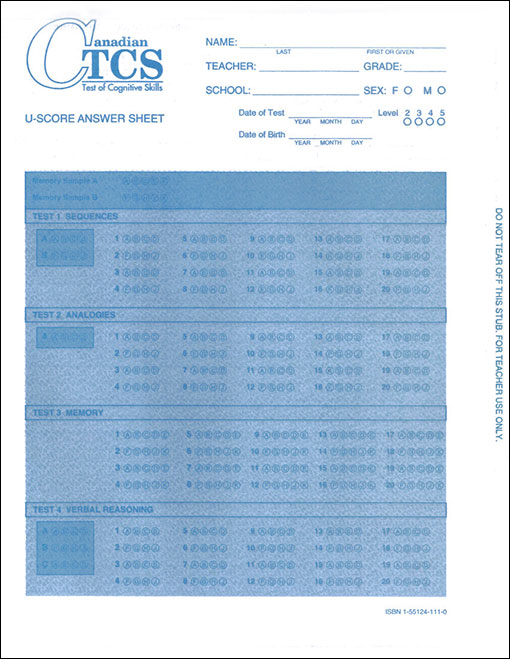 CTCS U-Score Answer Sheet